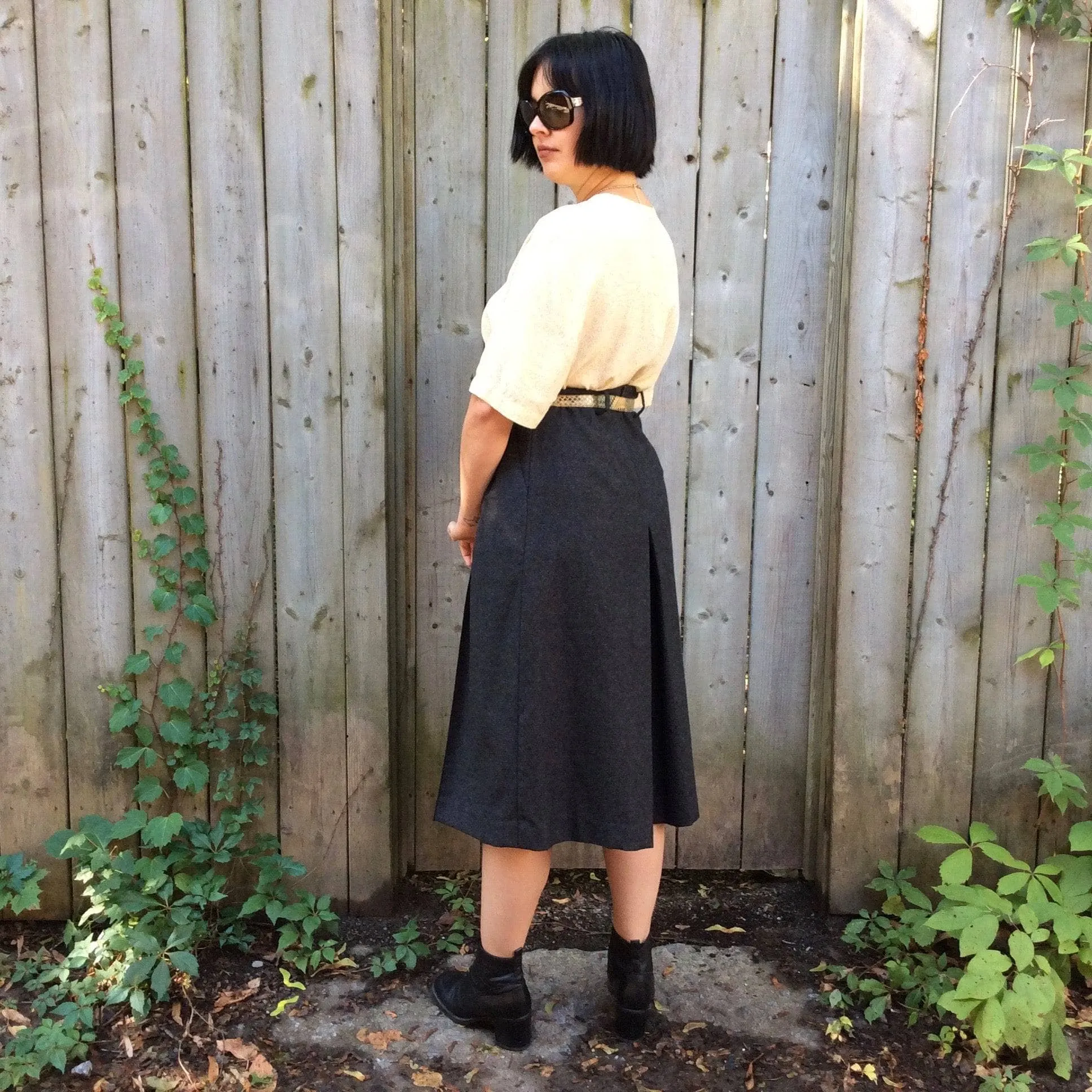 1980s High-Rise Box-Pleated Wool Culottes Medium