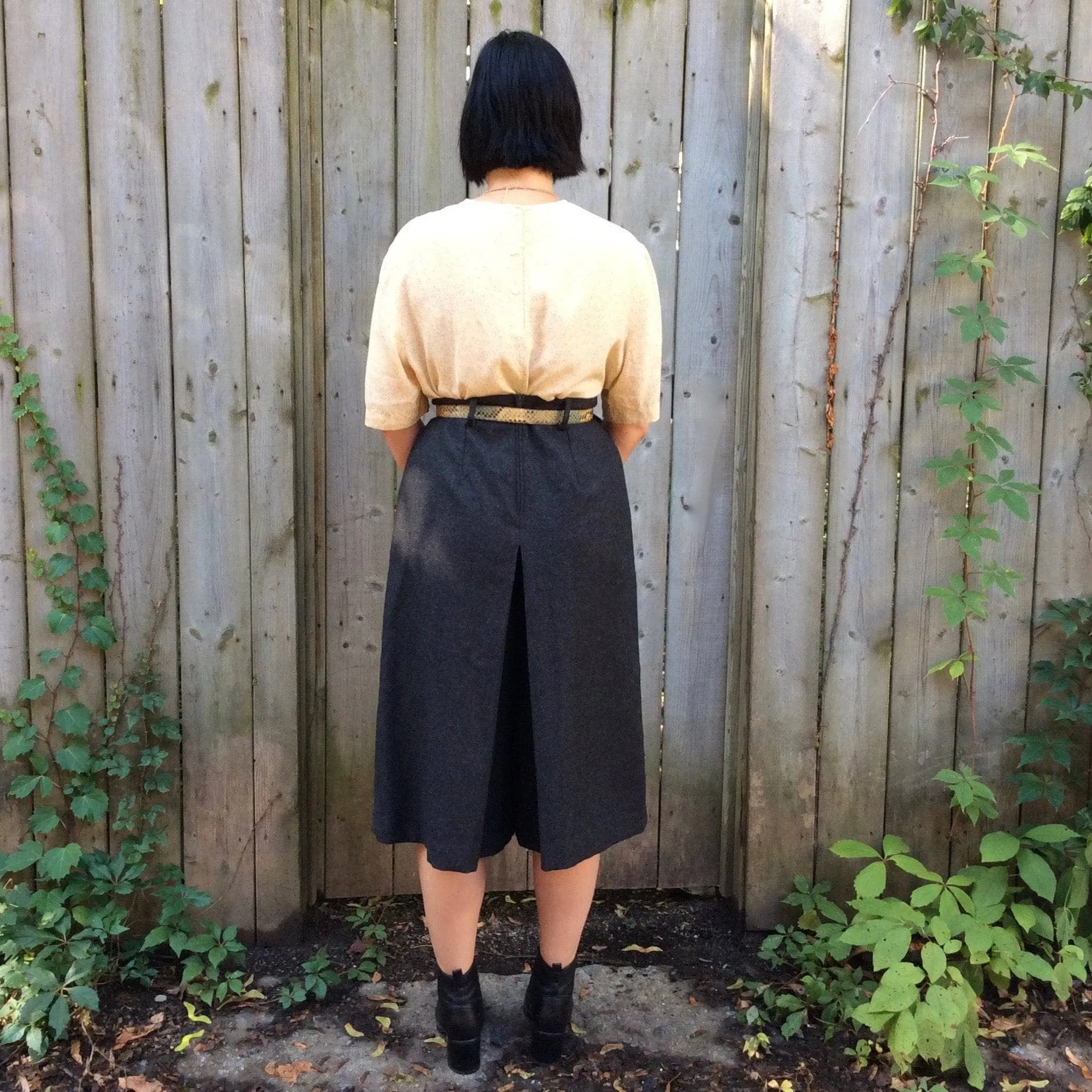 1980s High-Rise Box-Pleated Wool Culottes Medium