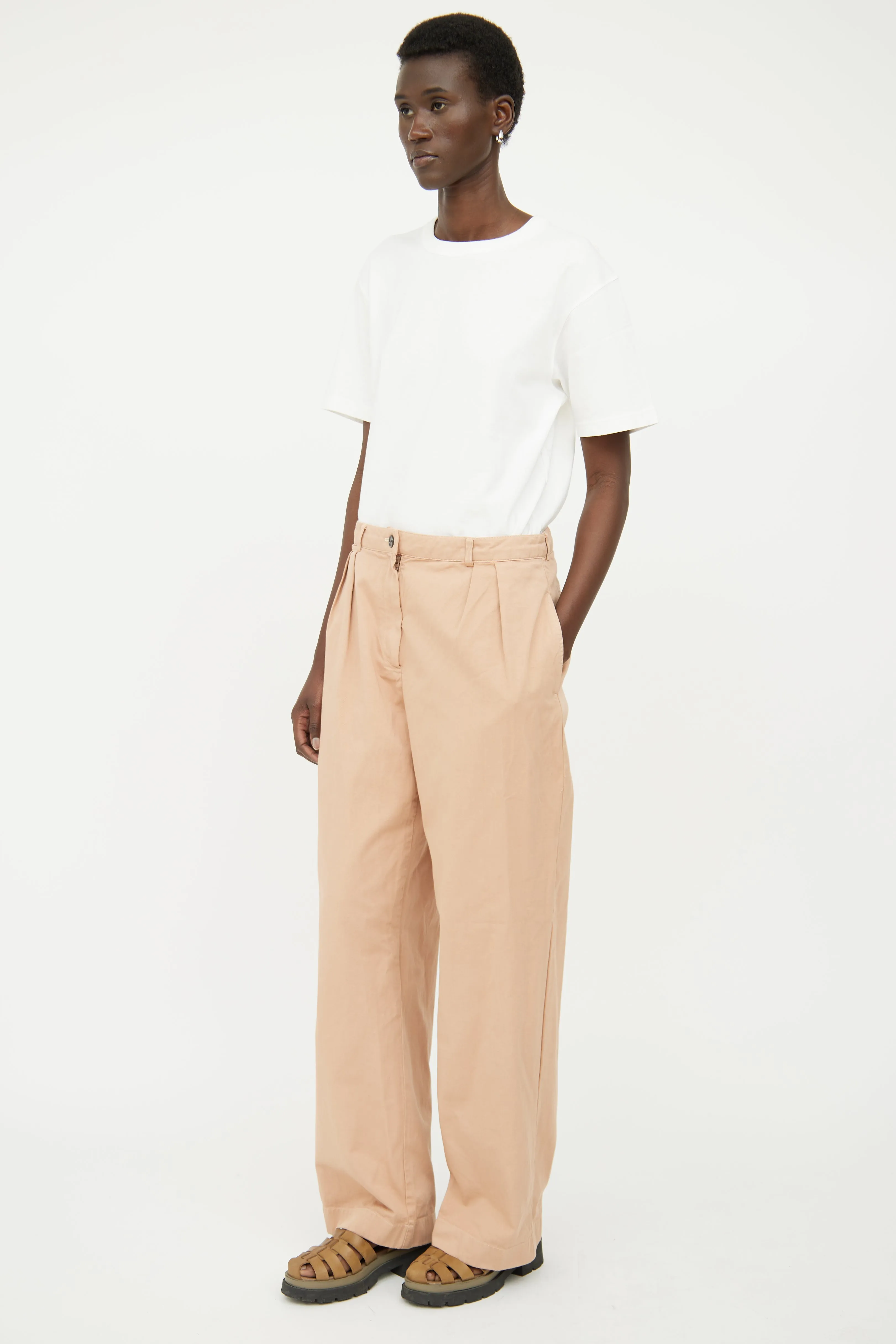Beige Pleated Pant