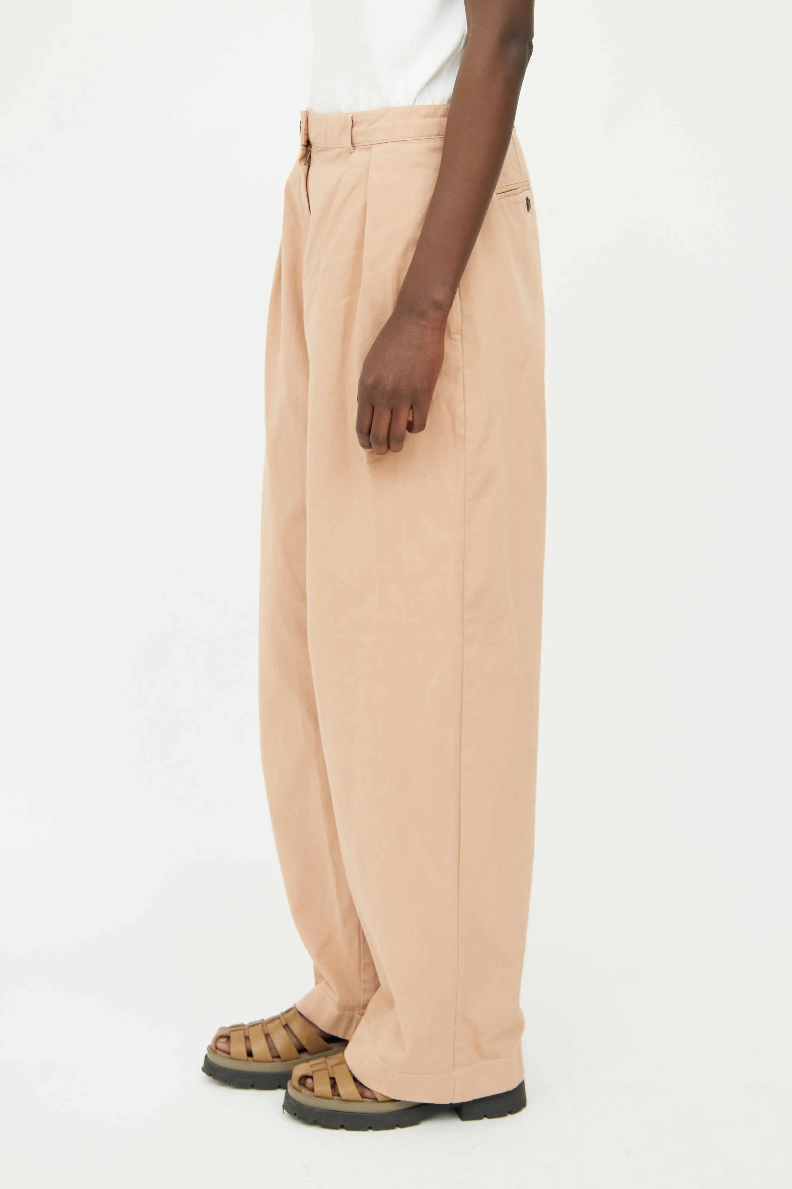 Beige Pleated Pant