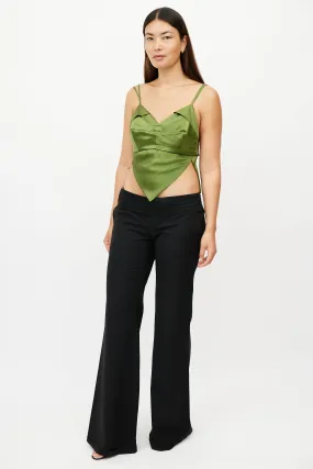 Black Pleated Low Rise Trouser