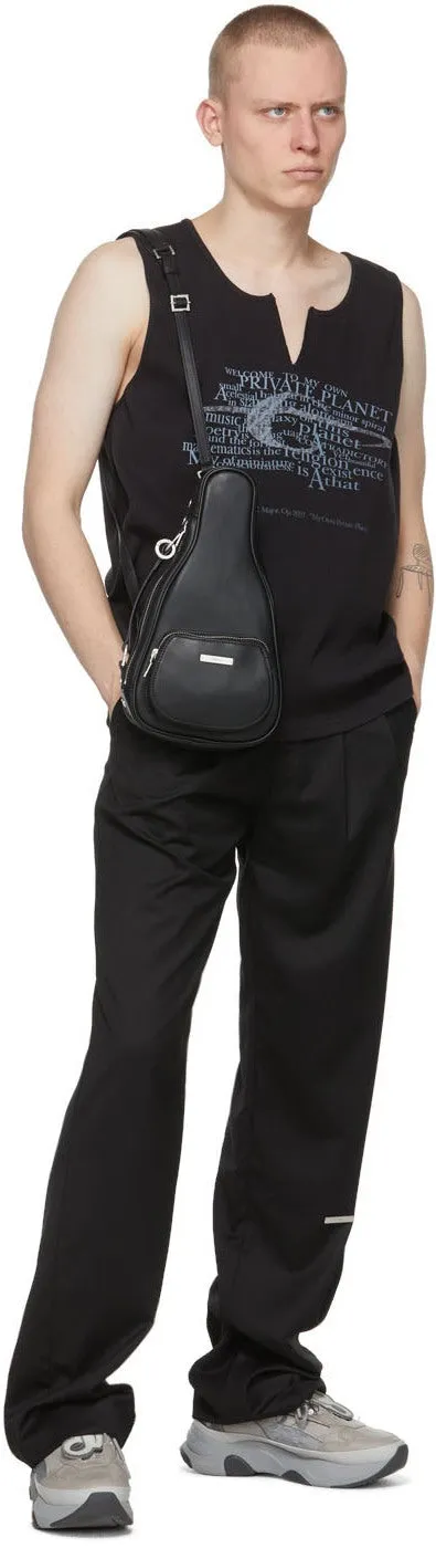 C2H4 Black 'Post Human Era' Pleated Turn-Up Tailor Trousers
