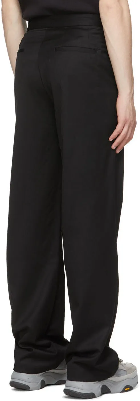 C2H4 Black 'Post Human Era' Pleated Turn-Up Tailor Trousers