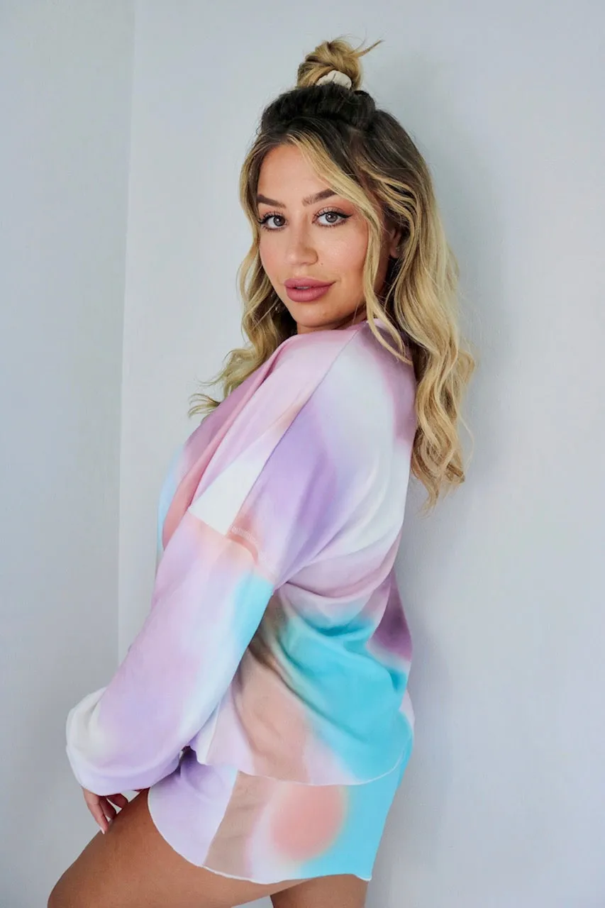 'Canceled Plans' Tie Dye Loungewear Short Set