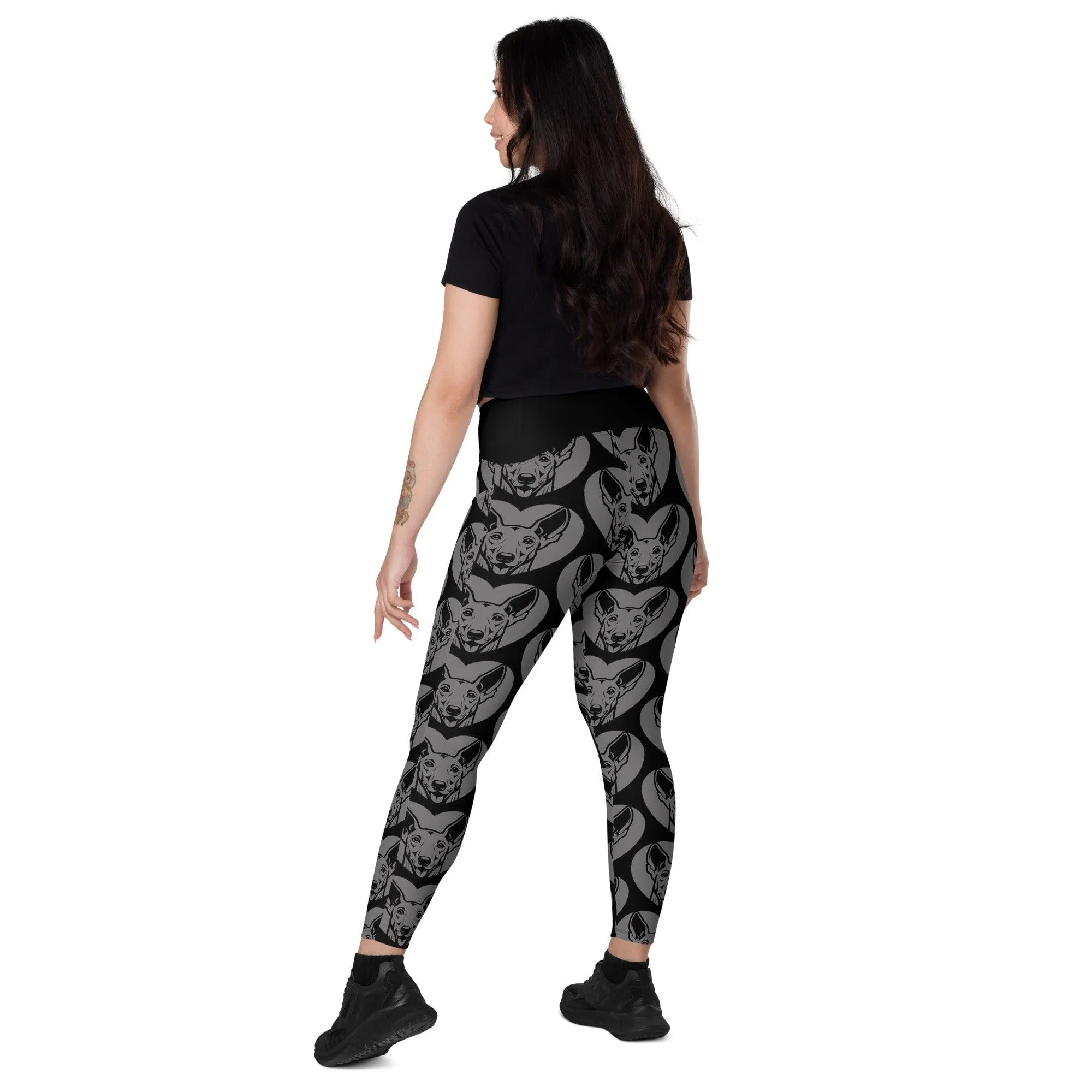 DOG BREED LEGGINGS with pockets - IBIZAN HOUND - HERTTAHOUND - grey