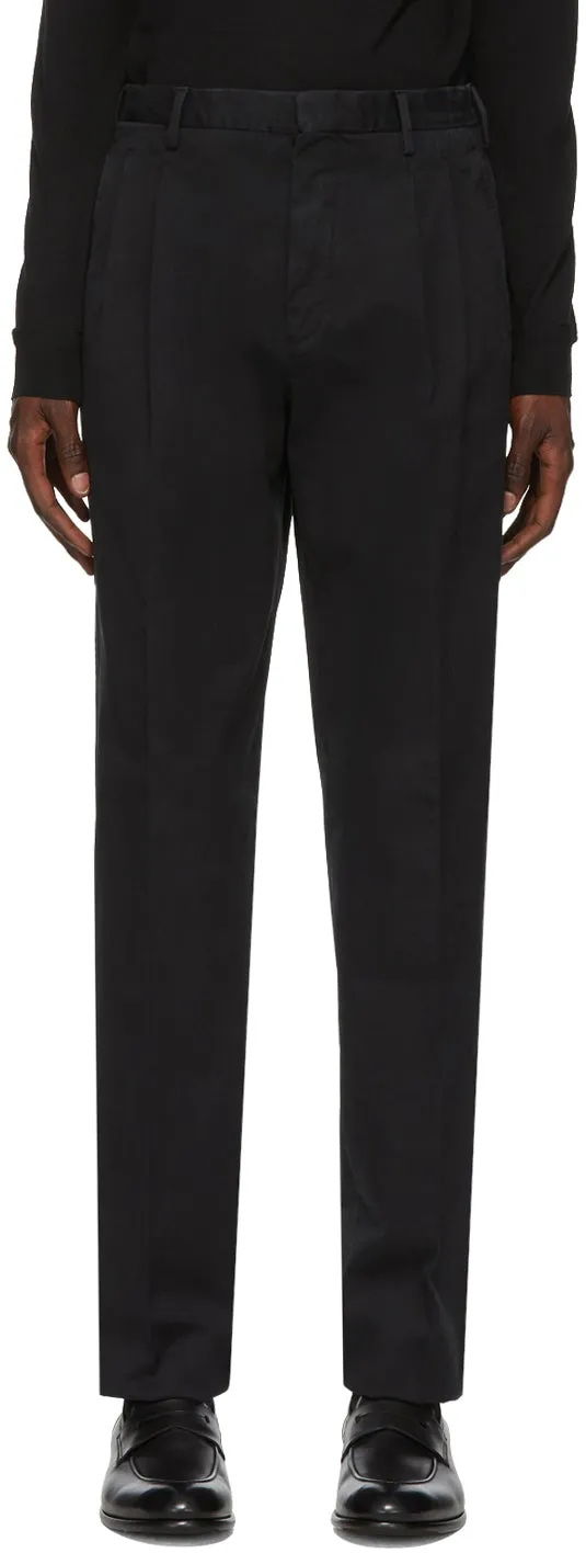 Ermenegildo Zegna Black Pleated Trousers