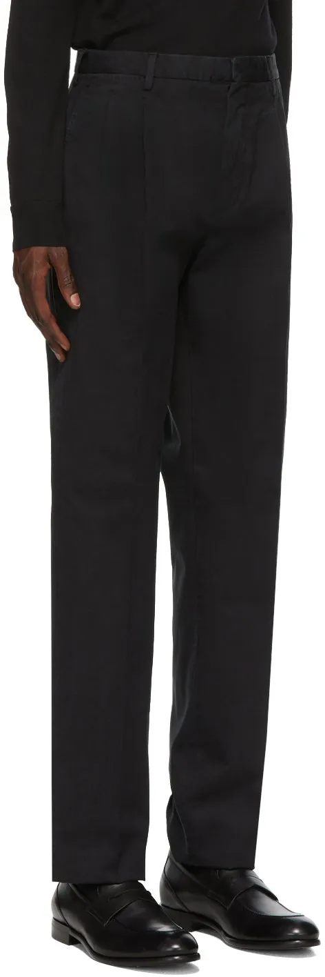 Ermenegildo Zegna Black Pleated Trousers