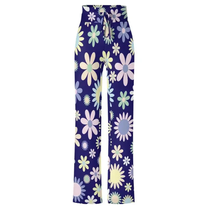 Floral Flare Yoga Pants with Drawstring Waist