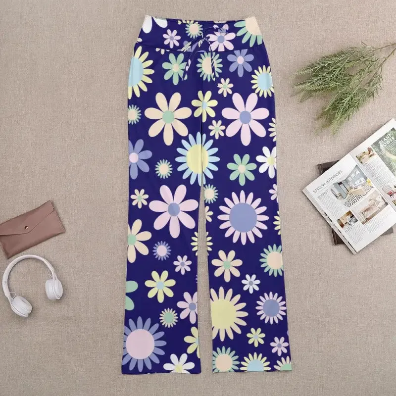 Floral Flare Yoga Pants with Drawstring Waist