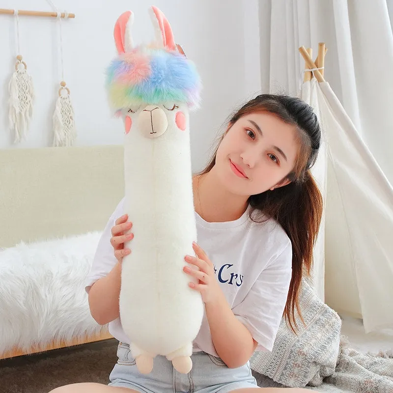 Fluffy Rainbow Hair Alpaca Plush Toys