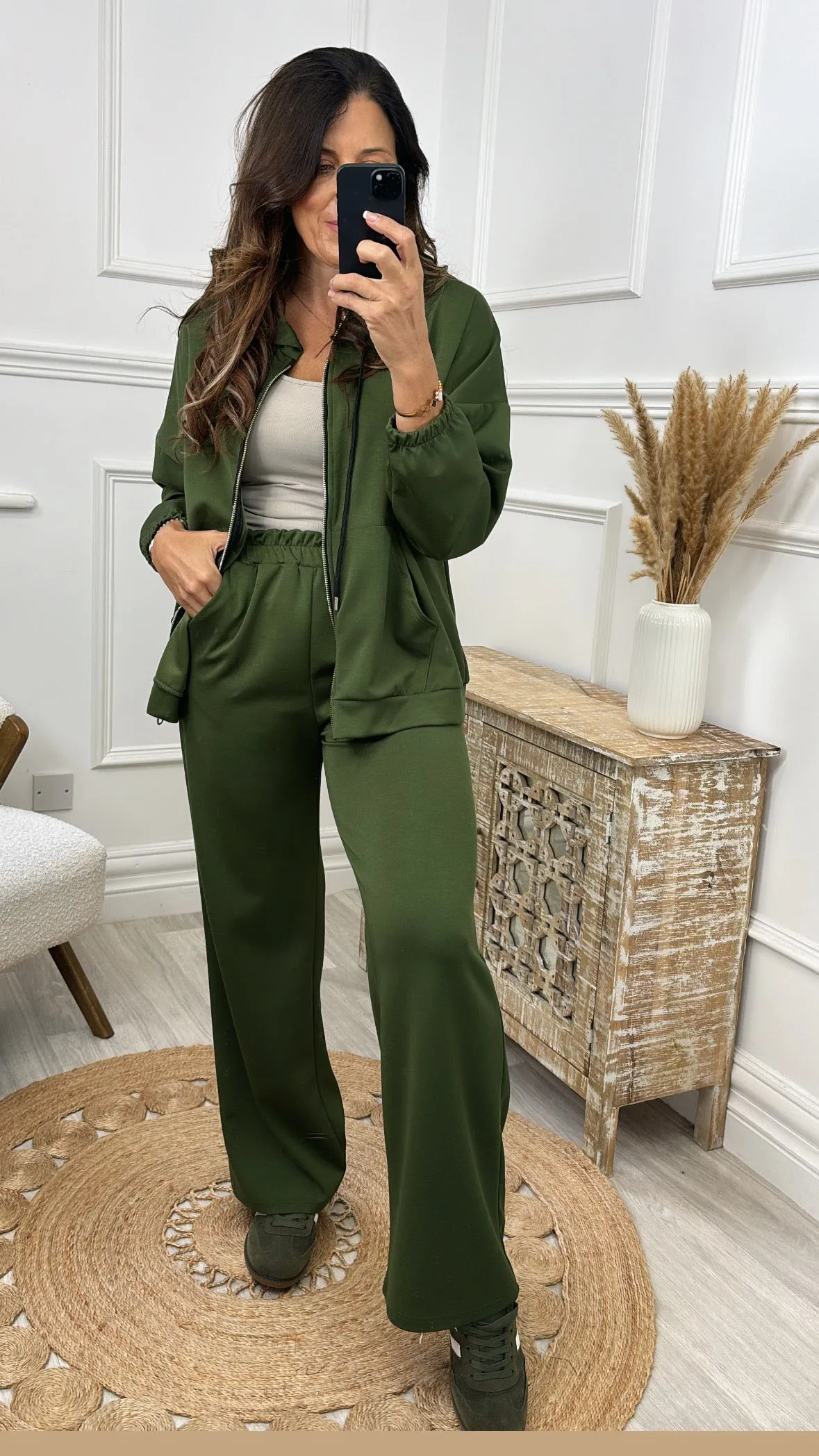 Leanne Khaki Wide Leg Trousers