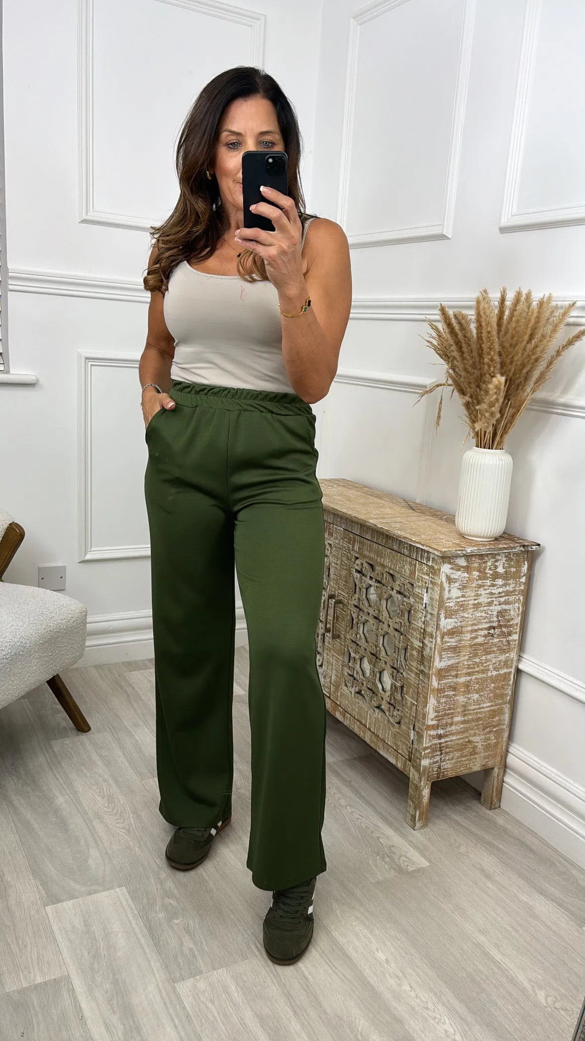 Leanne Khaki Wide Leg Trousers