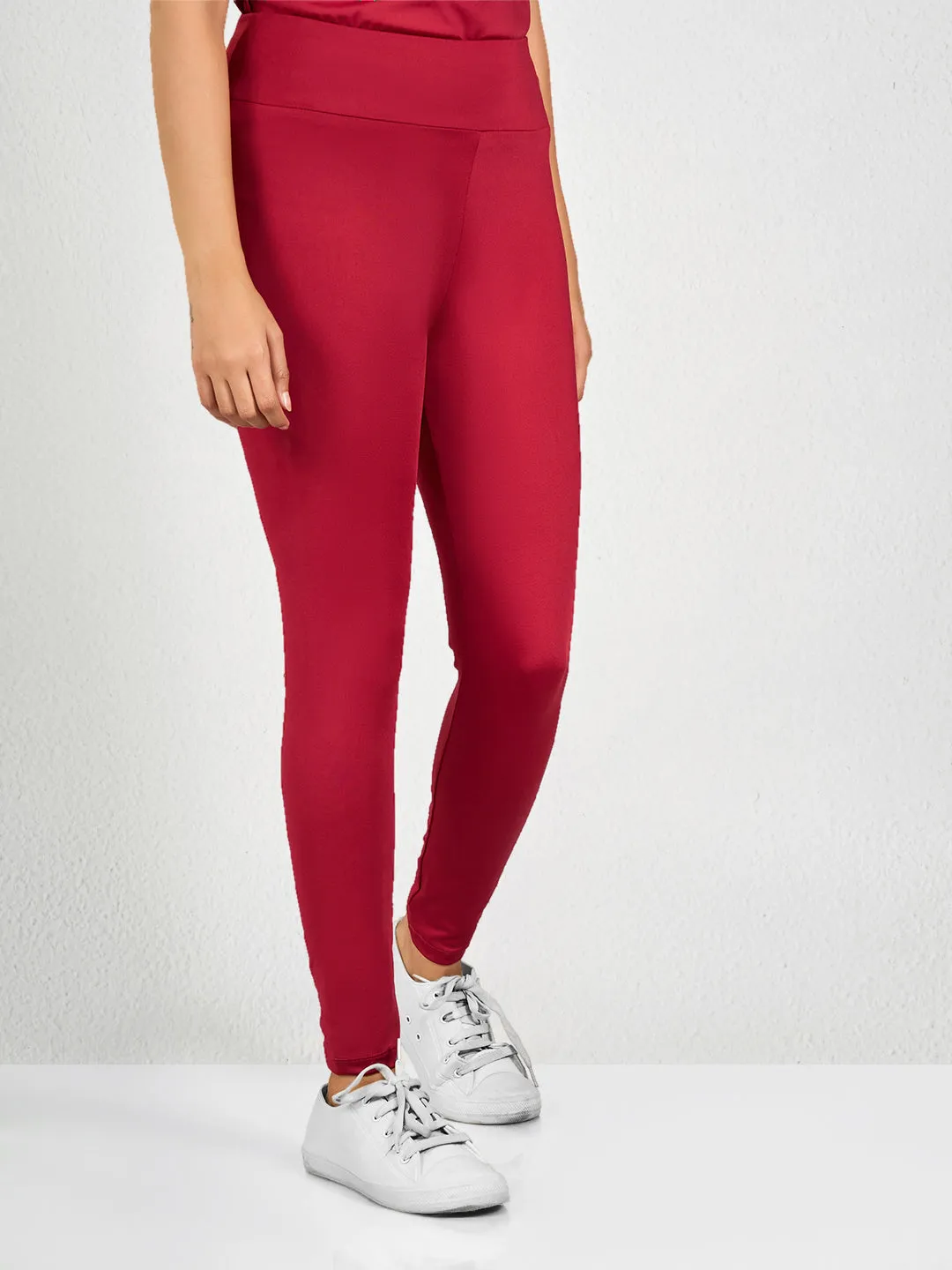 Maroon Printed Yoga Pants