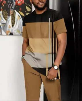New Men's 2 Piece Set Tracksuits Summer Large Casual Short Sleeves 3D TShirt   Pants Jogger Suits Male Clothing Outfit Set     Y013220