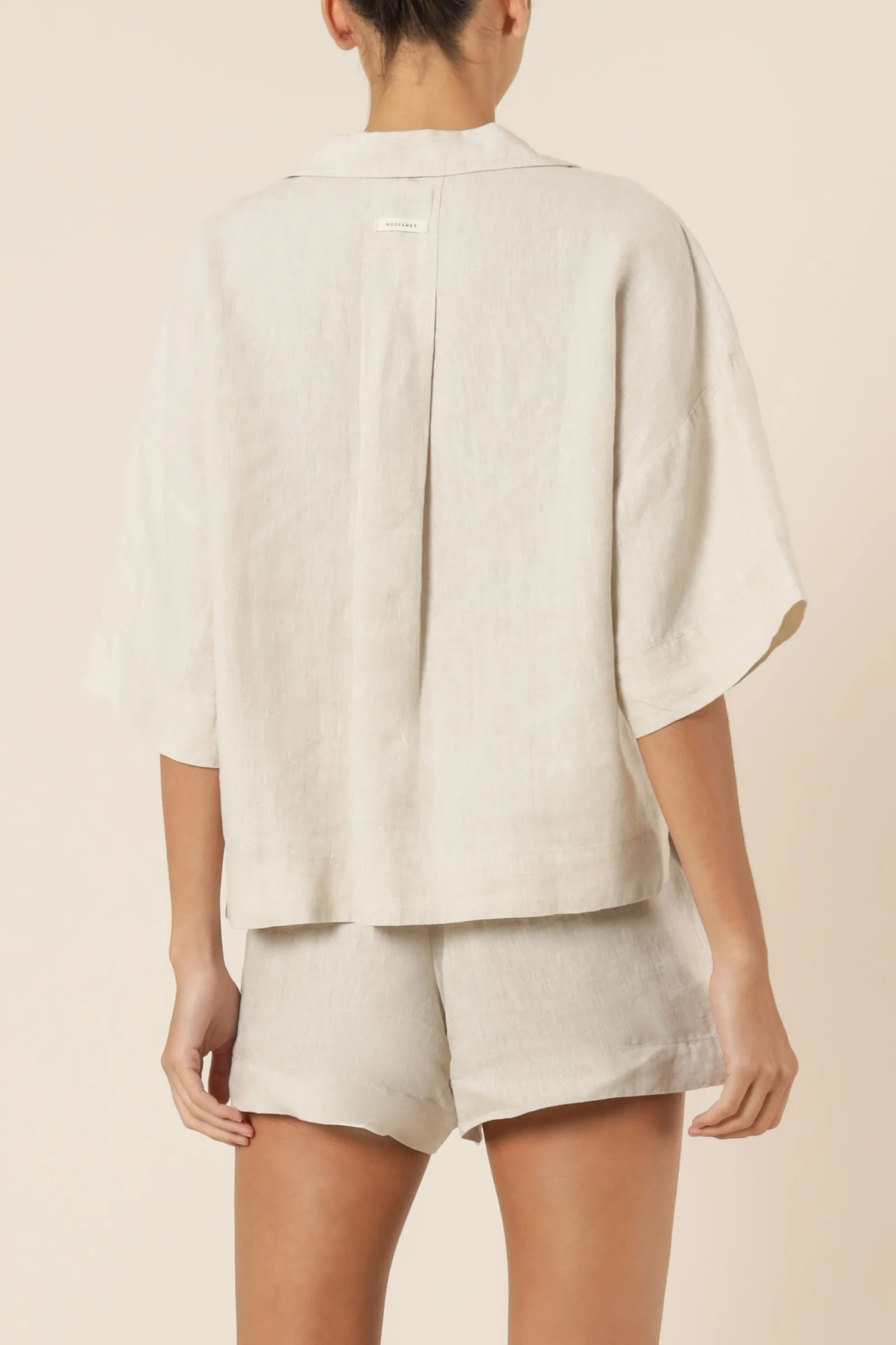NUDE LINEN LOUNGE SHIRT | NATURAL
