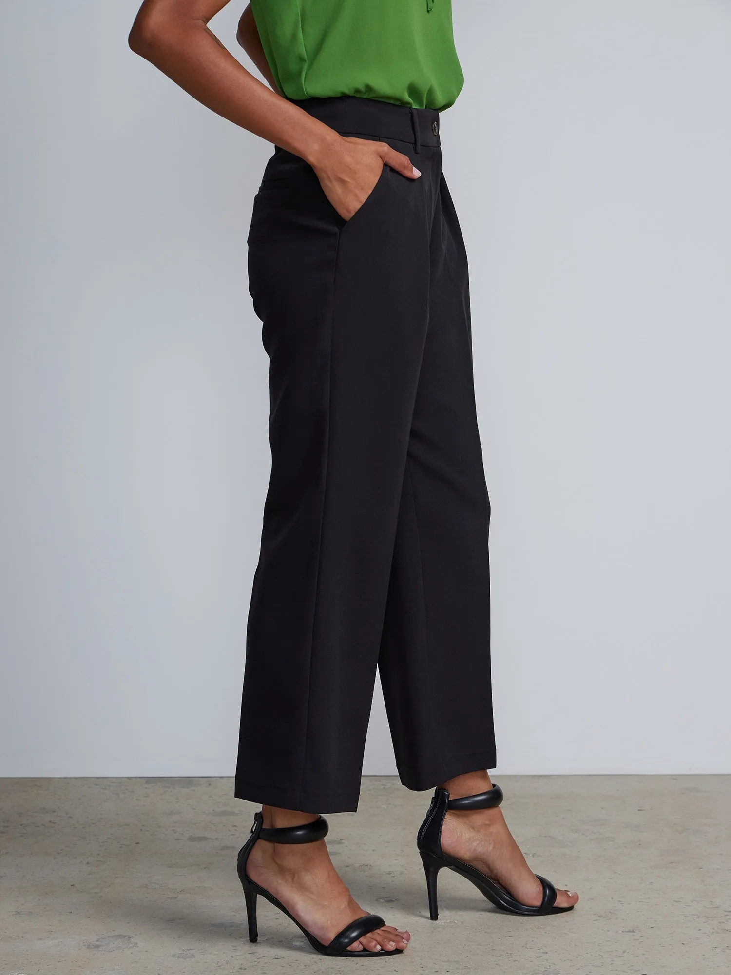 Petite High Rise Pleated Trousers