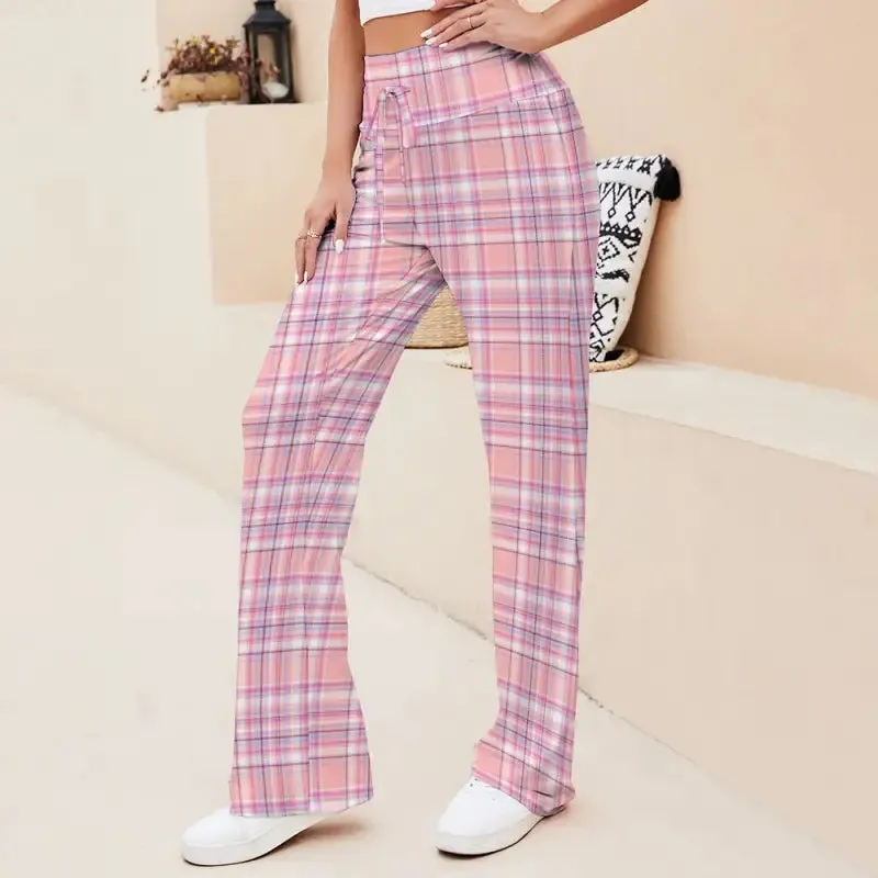 Plaid Lace-Up Yoga Pants Perfect for Posing or Pretending to Workout
