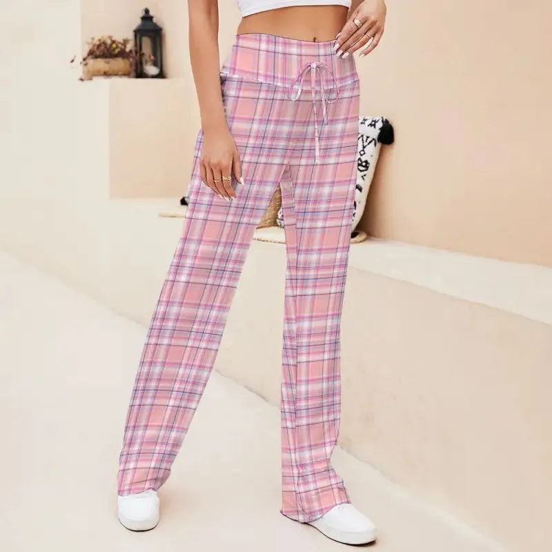 Plaid Lace-Up Yoga Pants Perfect for Posing or Pretending to Workout