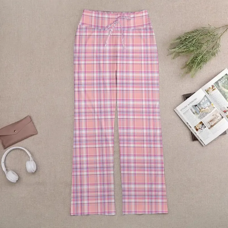 Plaid Lace-Up Yoga Pants Perfect for Posing or Pretending to Workout
