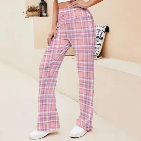Plaid Lace-Up Yoga Pants Perfect for Posing or Pretending to Workout