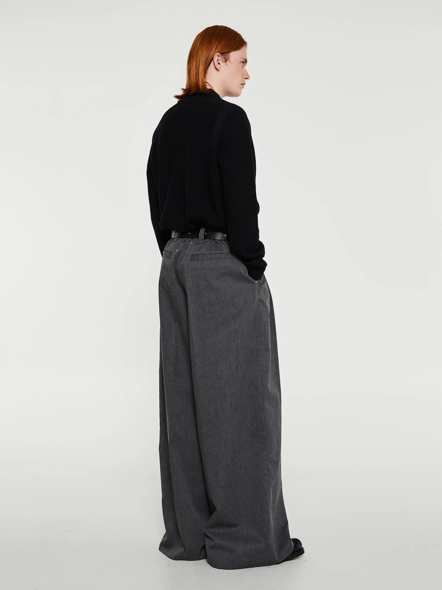 Pleated Trousers in Anthracite Melange