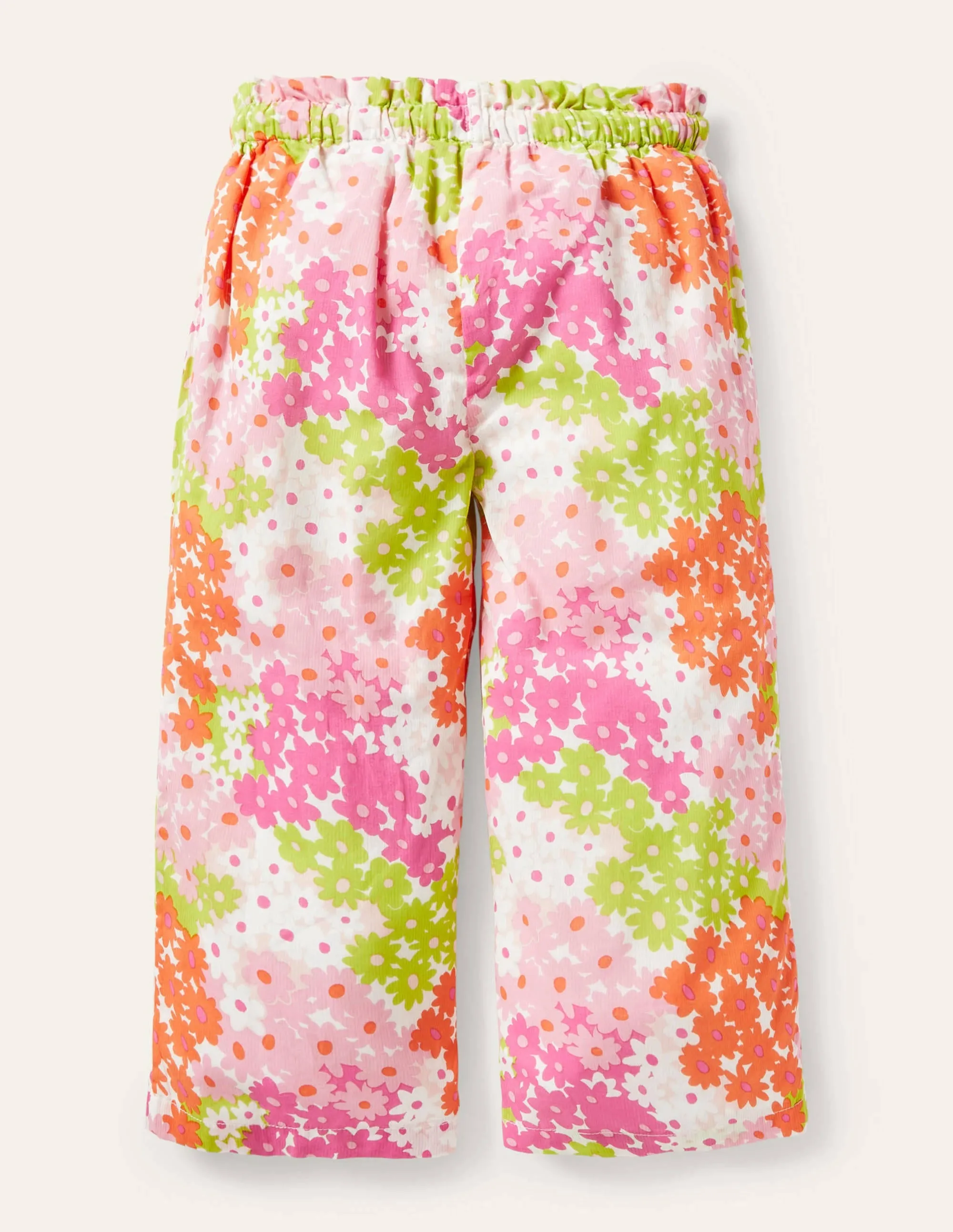 Printed Woven culottes-Soft Coral Pink Summer Daisy