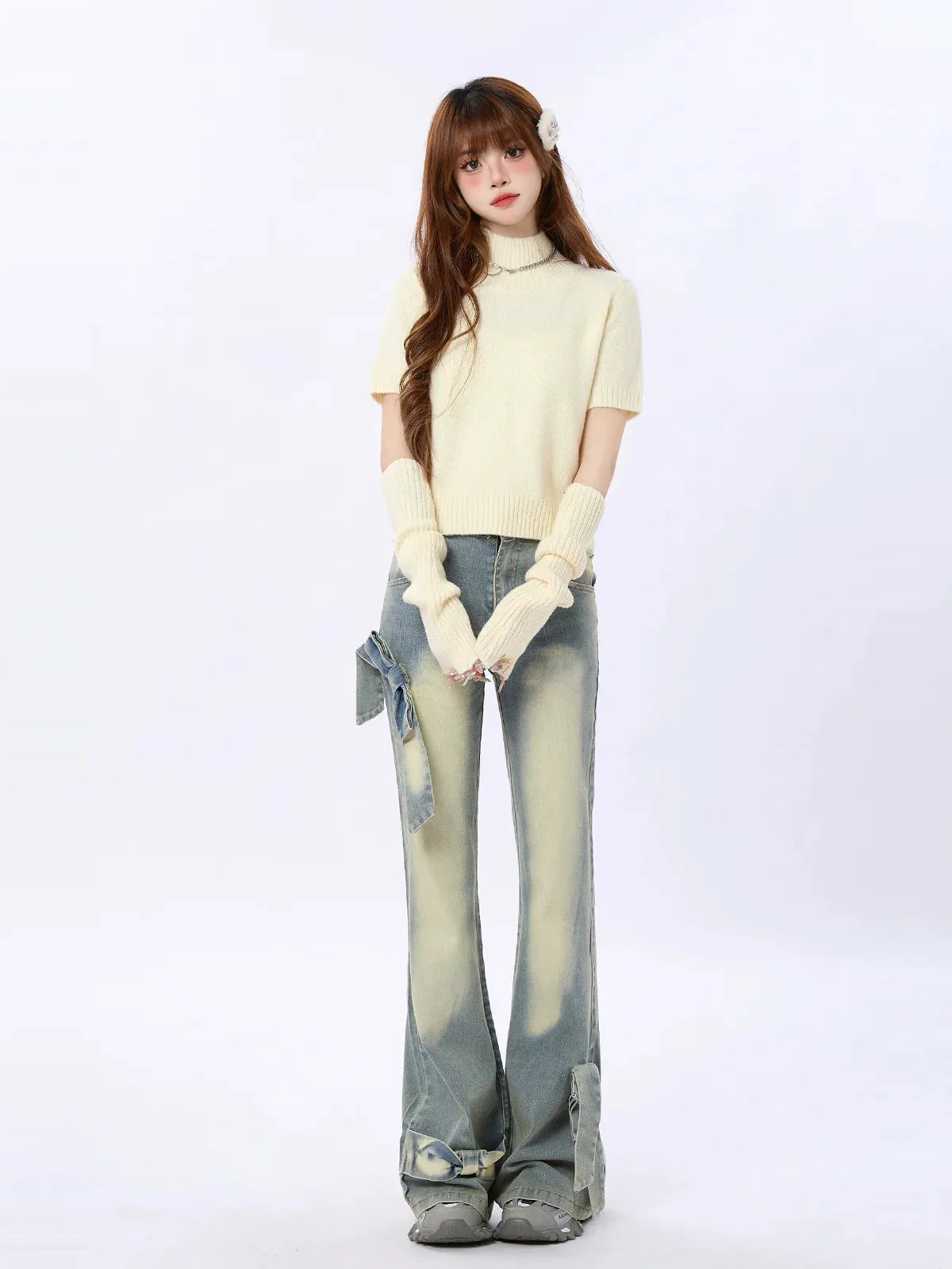 Ribbon Slim Flare Denim