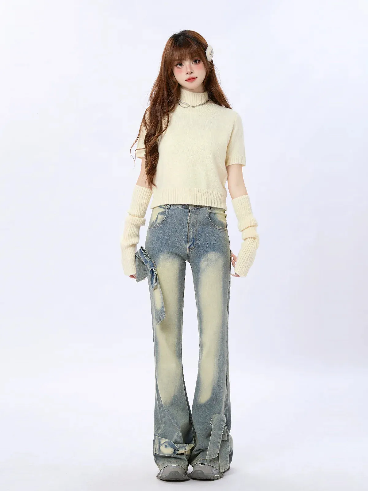 Ribbon Slim Flare Denim