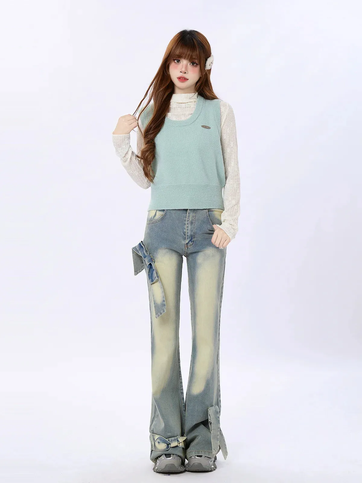 Ribbon Slim Flare Denim