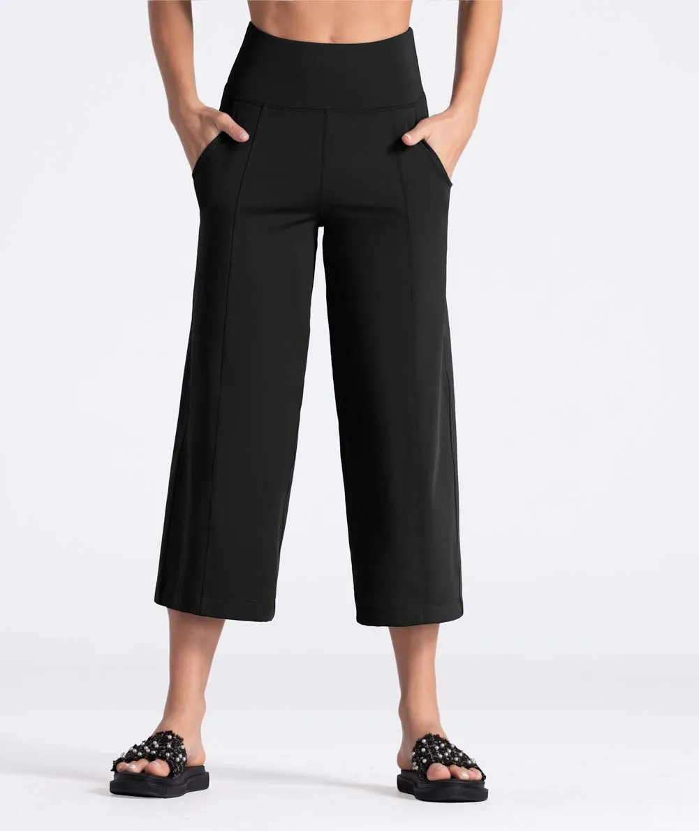 THE GYM PEOPLE Bootleg Yoga Capris Pants for Women Tummy Control High Waist Workout Flare Crop Pants with Pockets (X-Large, Black)