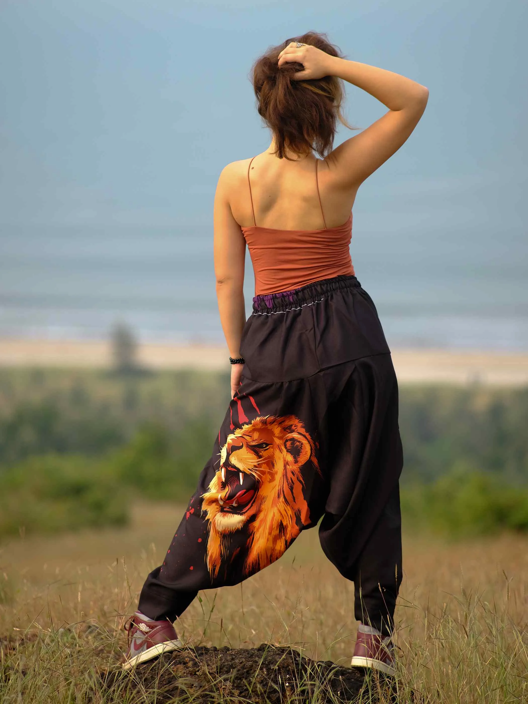 Women's Lion Print Hippy Baggy Harem Pants For Travel Dance Yoga