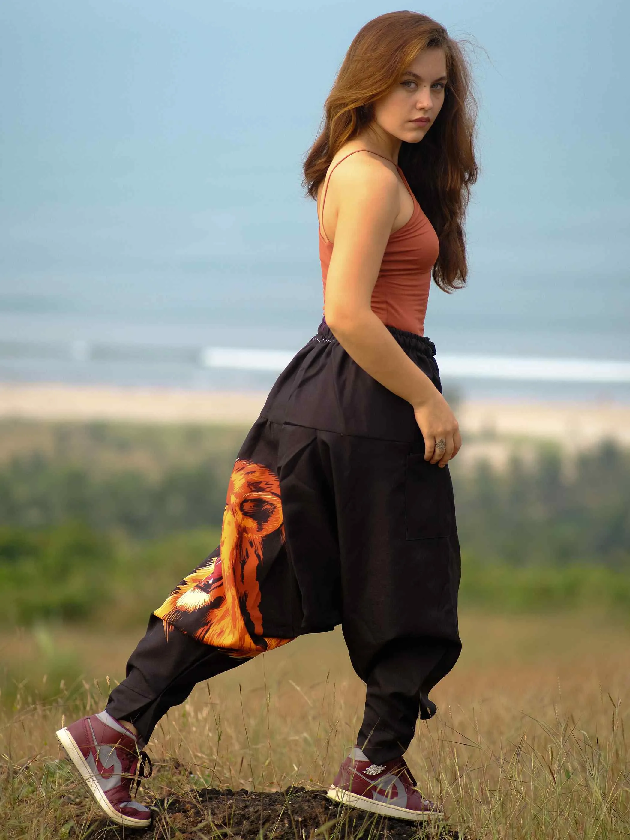 Women's Lion Print Hippy Baggy Harem Pants For Travel Dance Yoga