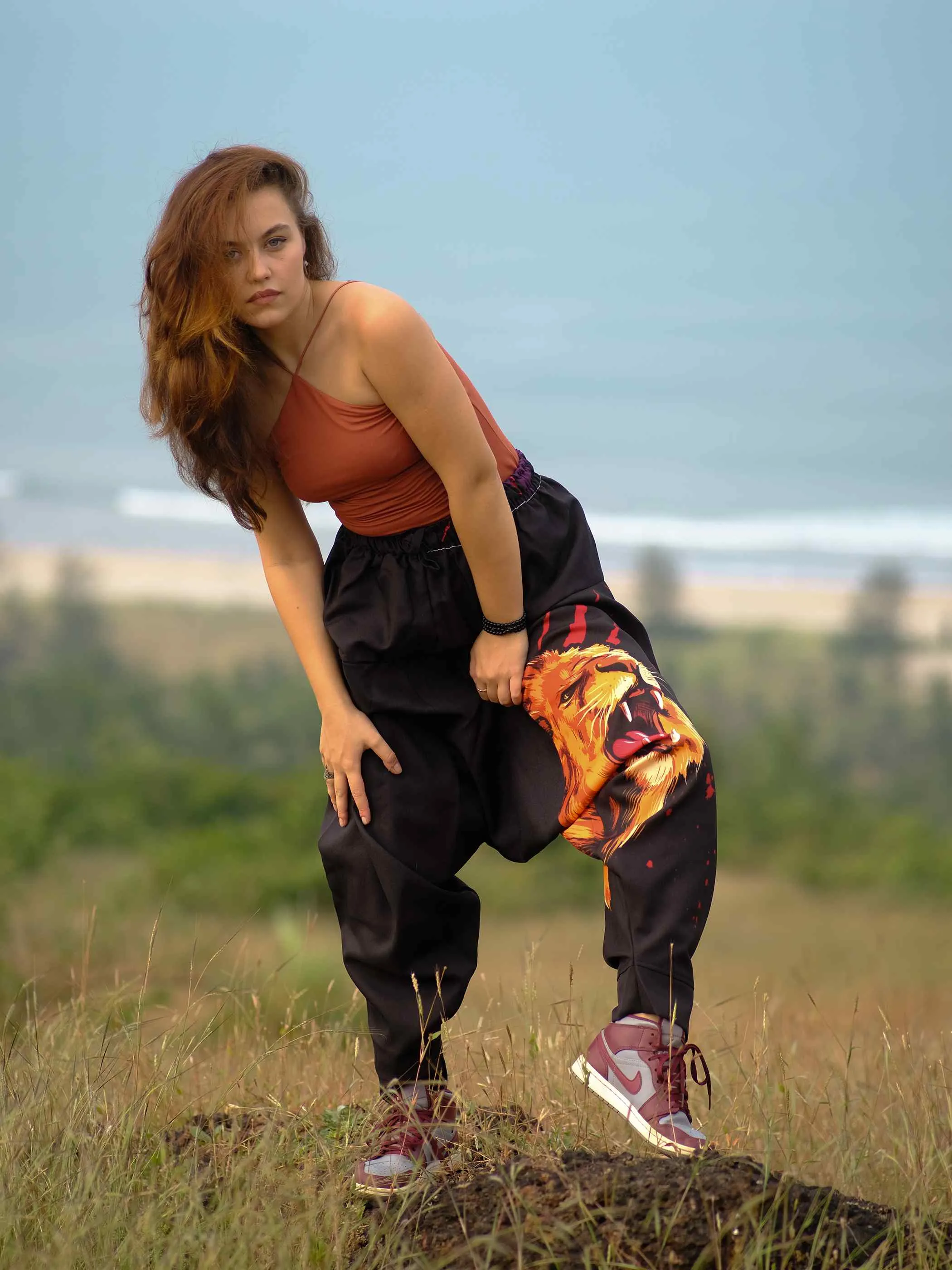 Women's Lion Print Hippy Baggy Harem Pants For Travel Dance Yoga