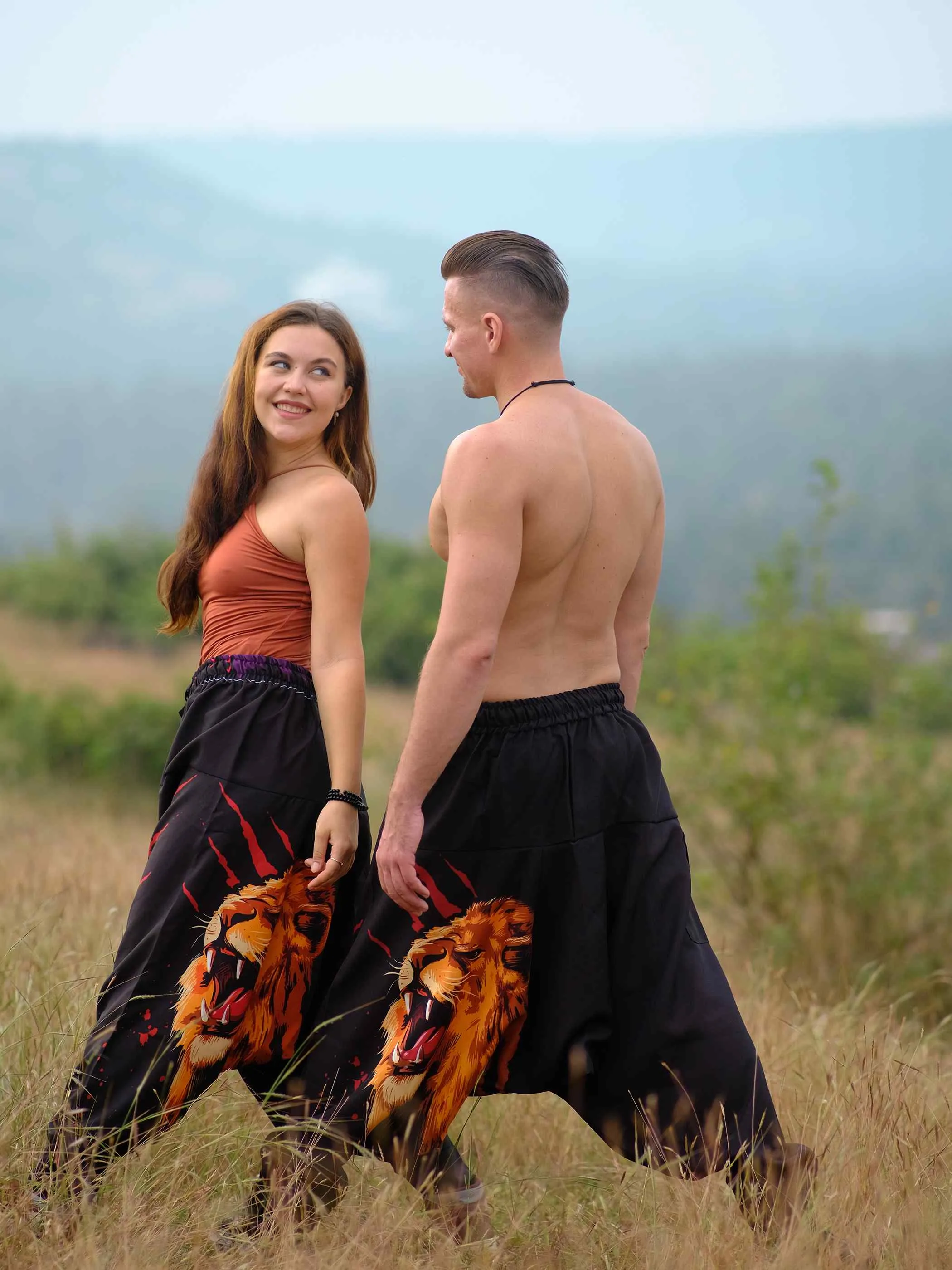 Women's Lion Print Hippy Baggy Harem Pants For Travel Dance Yoga