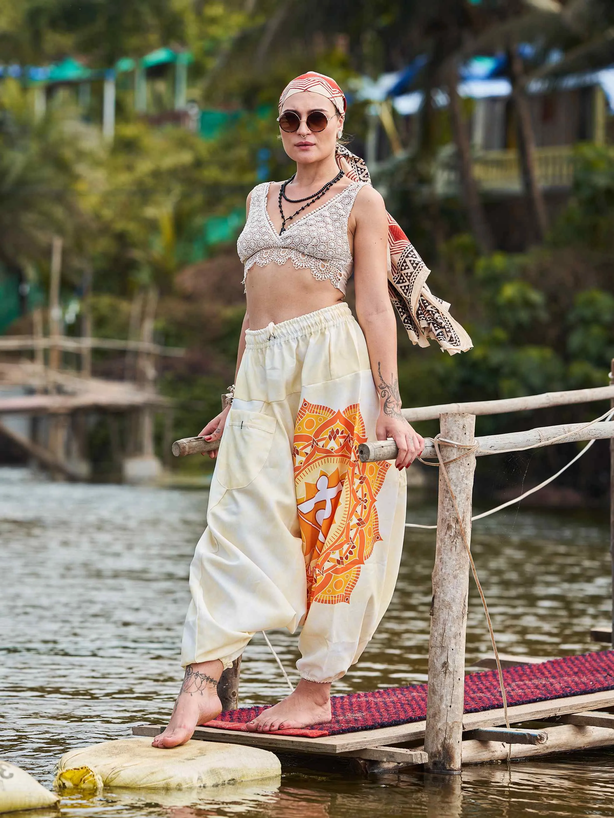 Women's Mandala Print Dhoti Balloon Harem Pants For Travel Yoga Dance