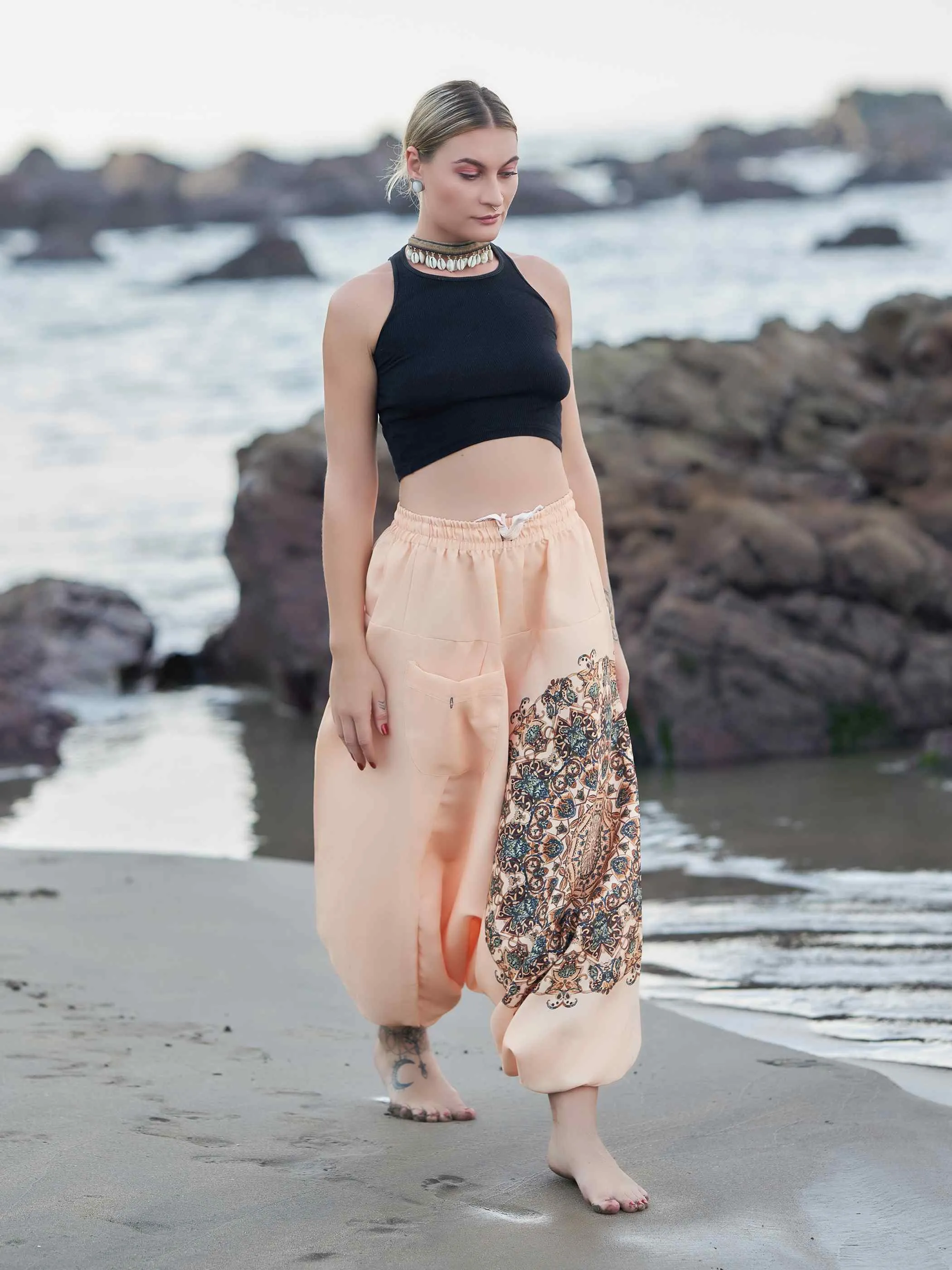 Women's Mandala Print Genie Bohemian Hippy Harem Pants For Yoga